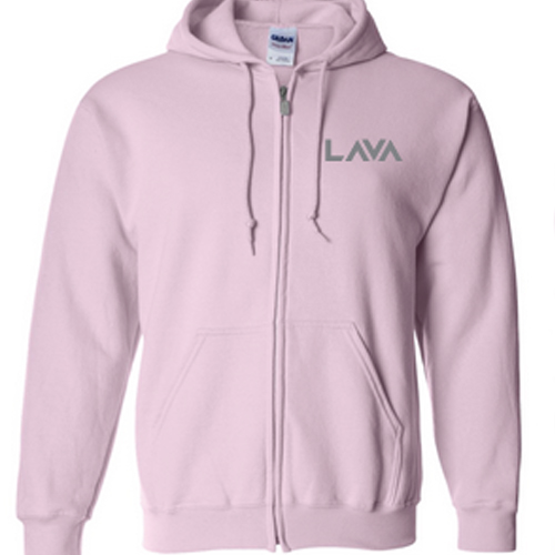 Merch - Full Zip Hoodie Pink - Lava Logo White